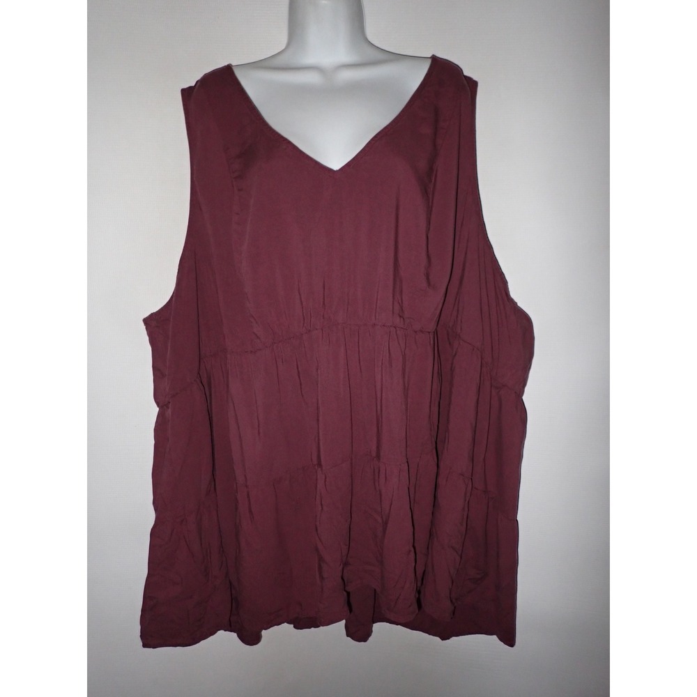 Torrid Sleeveless Top Women 6 Maroon Criss Cross‎ Back V neck Casual Top Casual